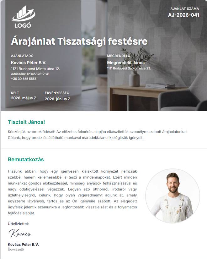 Meggyőző árajánlat sablon - Colostok.hu